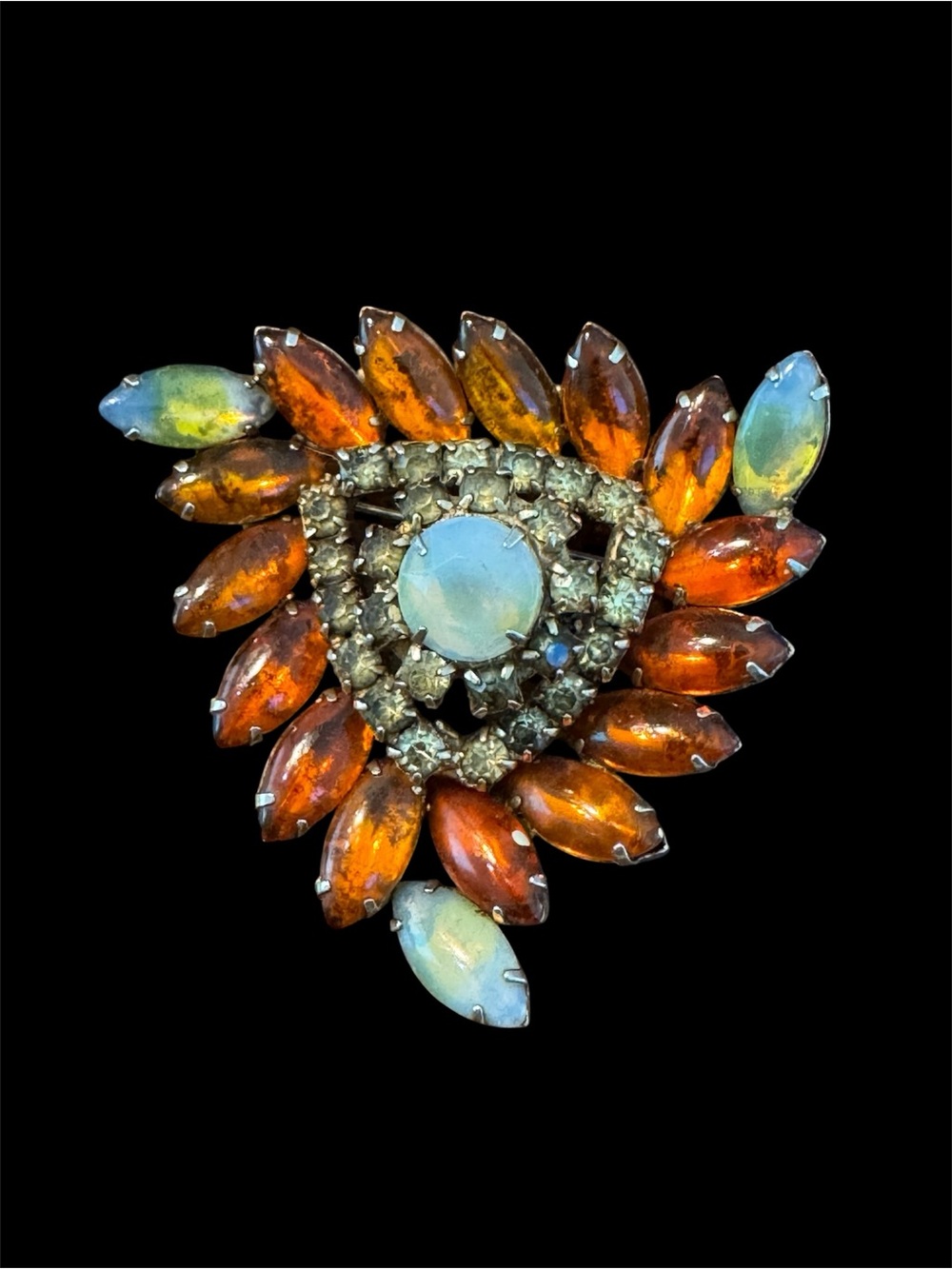 VintageOrange and Opal Glass Statement Brooch 1950’s